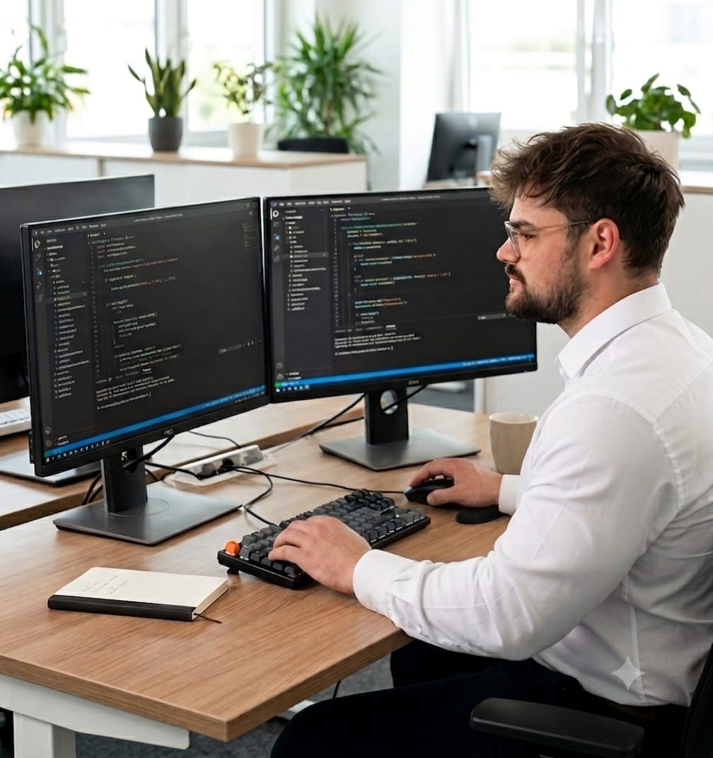 Sydney Adler – Webentwickler am Arbeitsplatz